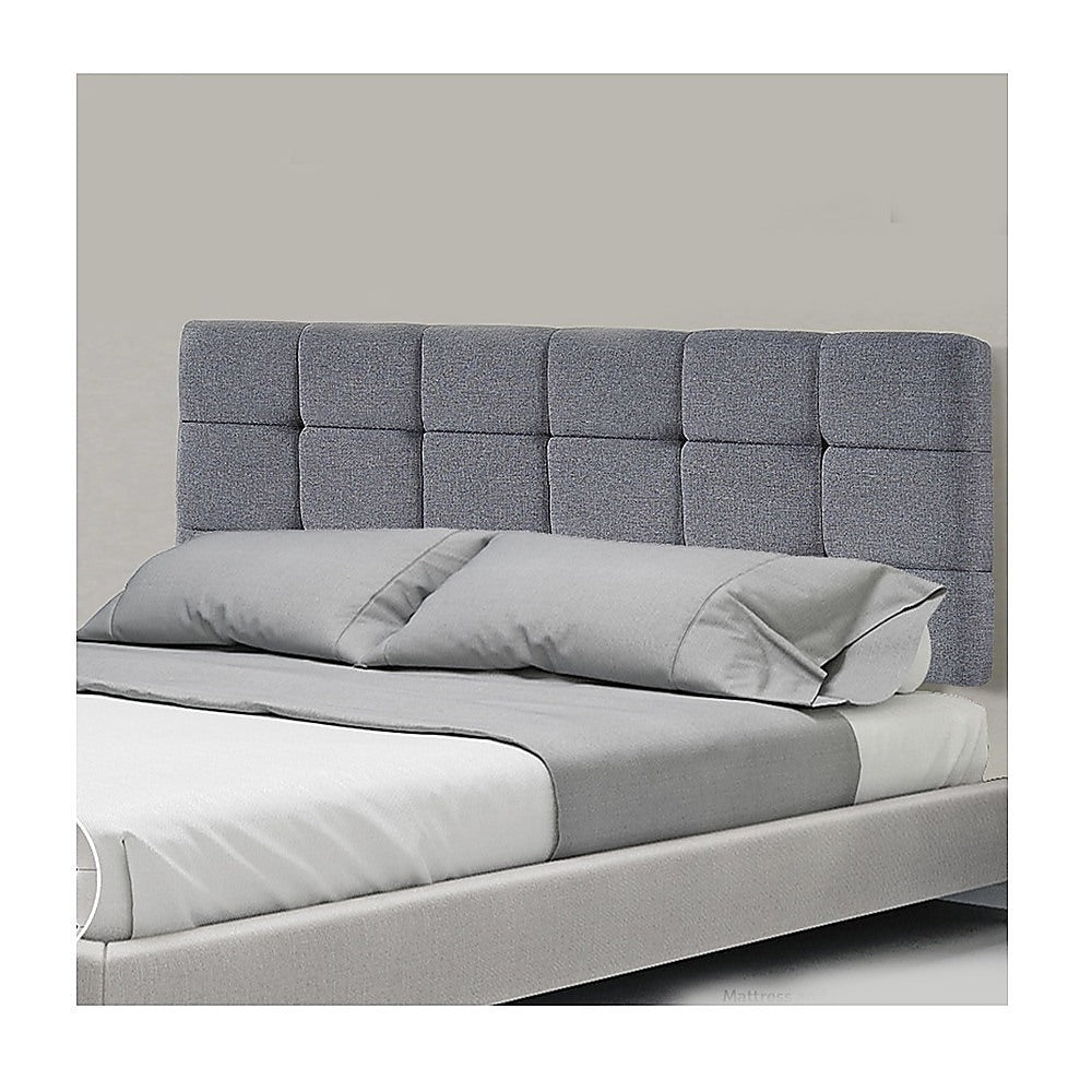Linen Fabric Queen Bed Deluxe Headboard Bedhead - Grey V63-821433