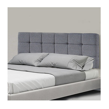 Linen Fabric Queen Bed Deluxe Headboard Bedhead - Grey V63-821433