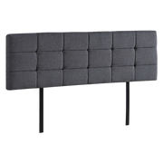 Linen Fabric King Bed Deluxe Headboard Bedhead - Grey V63-821443