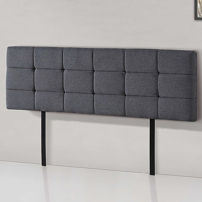 Linen Fabric King Bed Deluxe Headboard Bedhead - Grey V63-821443