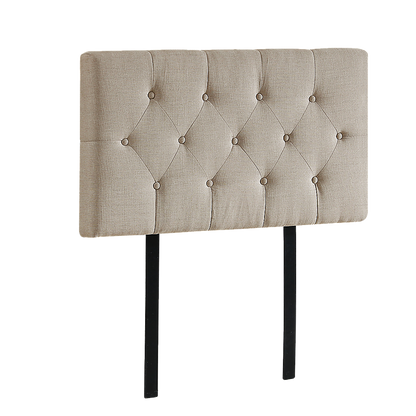 Linen Fabric Single Bed Deluxe Headboard Bedhead - Beige V63-821453