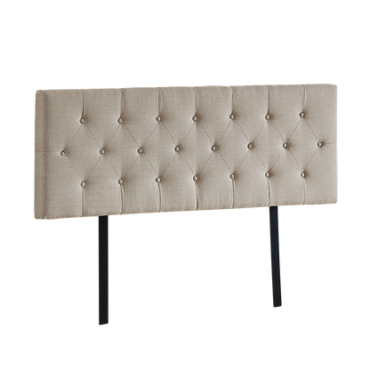Linen Fabric Double Bed Deluxe Headboard Bedhead - Beige V63-821463
