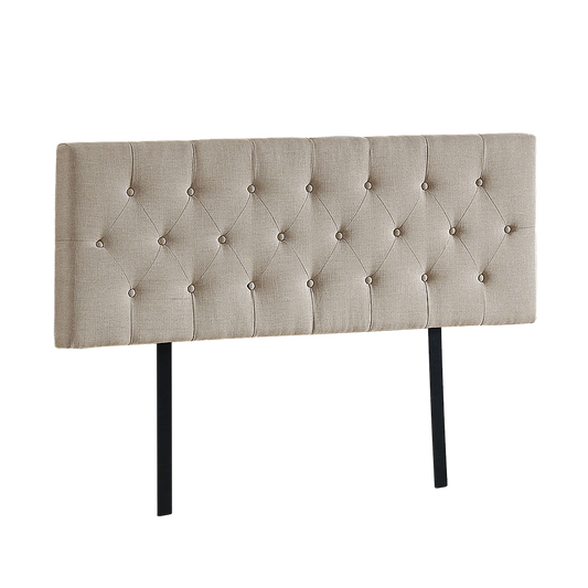 Linen Fabric Double Bed Deluxe Headboard Bedhead - Beige V63-821463