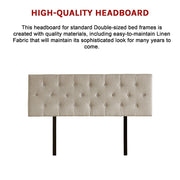 Linen Fabric Double Bed Deluxe Headboard Bedhead - Beige V63-821463