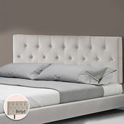 Linen Fabric Queen Bed Deluxe Headboard Bedhead - Beige V63-821473