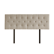 Linen Fabric Queen Bed Deluxe Headboard Bedhead - Beige V63-821473