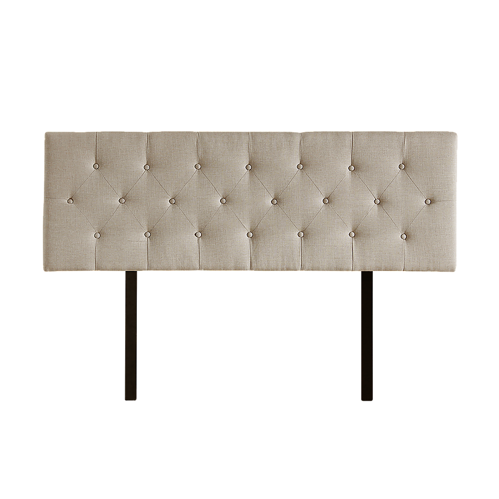 Linen Fabric Queen Bed Deluxe Headboard Bedhead - Beige V63-821473