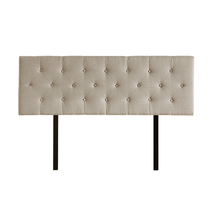 Linen Fabric Queen Bed Deluxe Headboard Bedhead - Beige V63-821473