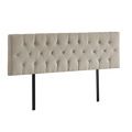 Linen Fabric King Bed Deluxe Headboard Bedhead - Beige V63-821483
