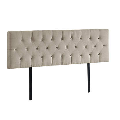 Linen Fabric King Bed Deluxe Headboard Bedhead - Beige V63-821483