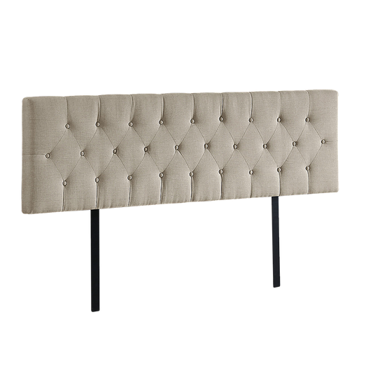 Linen Fabric King Bed Deluxe Headboard Bedhead - Beige V63-821483