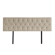 Linen Fabric King Bed Deluxe Headboard Bedhead - Beige V63-821483