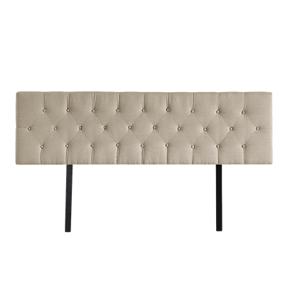 Linen Fabric King Bed Deluxe Headboard Bedhead - Beige V63-821483