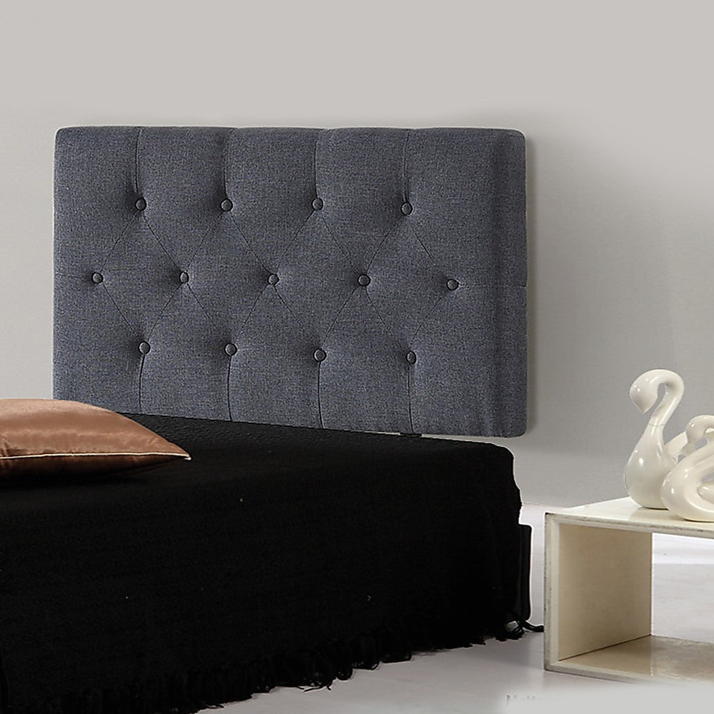 Linen Fabric Single Bed Deluxe Headboard Bedhead - Grey V63-821493