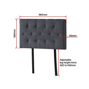 Linen Fabric Single Bed Deluxe Headboard Bedhead - Grey V63-821493