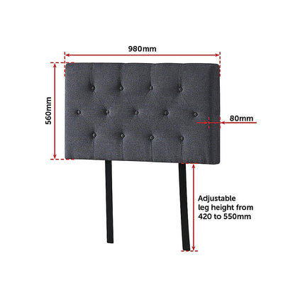 Linen Fabric Single Bed Deluxe Headboard Bedhead - Grey V63-821493