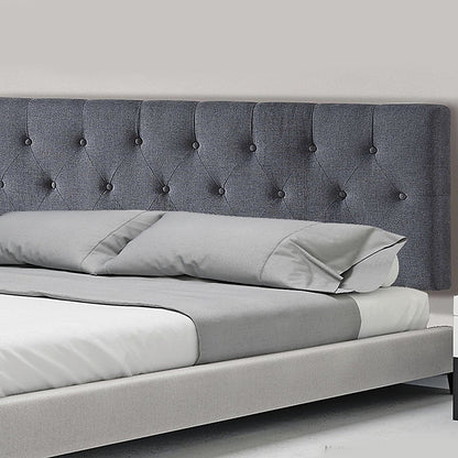 Linen Fabric Queen Bed Deluxe Headboard Bedhead - Grey V63-821513
