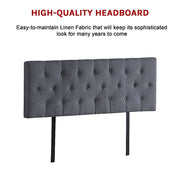 Linen Fabric Queen Bed Deluxe Headboard Bedhead - Grey V63-821513