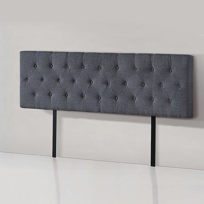 Linen Fabric King Bed Deluxe Headboard Bedhead - Grey V63-821523