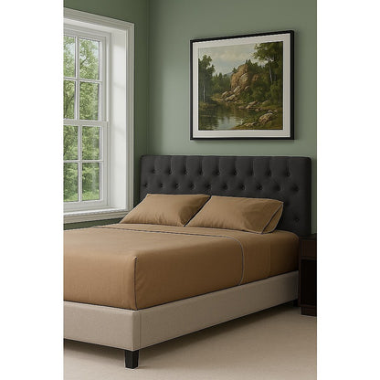 Linen Fabric King Bed Deluxe Headboard Bedhead - Grey V63-821523