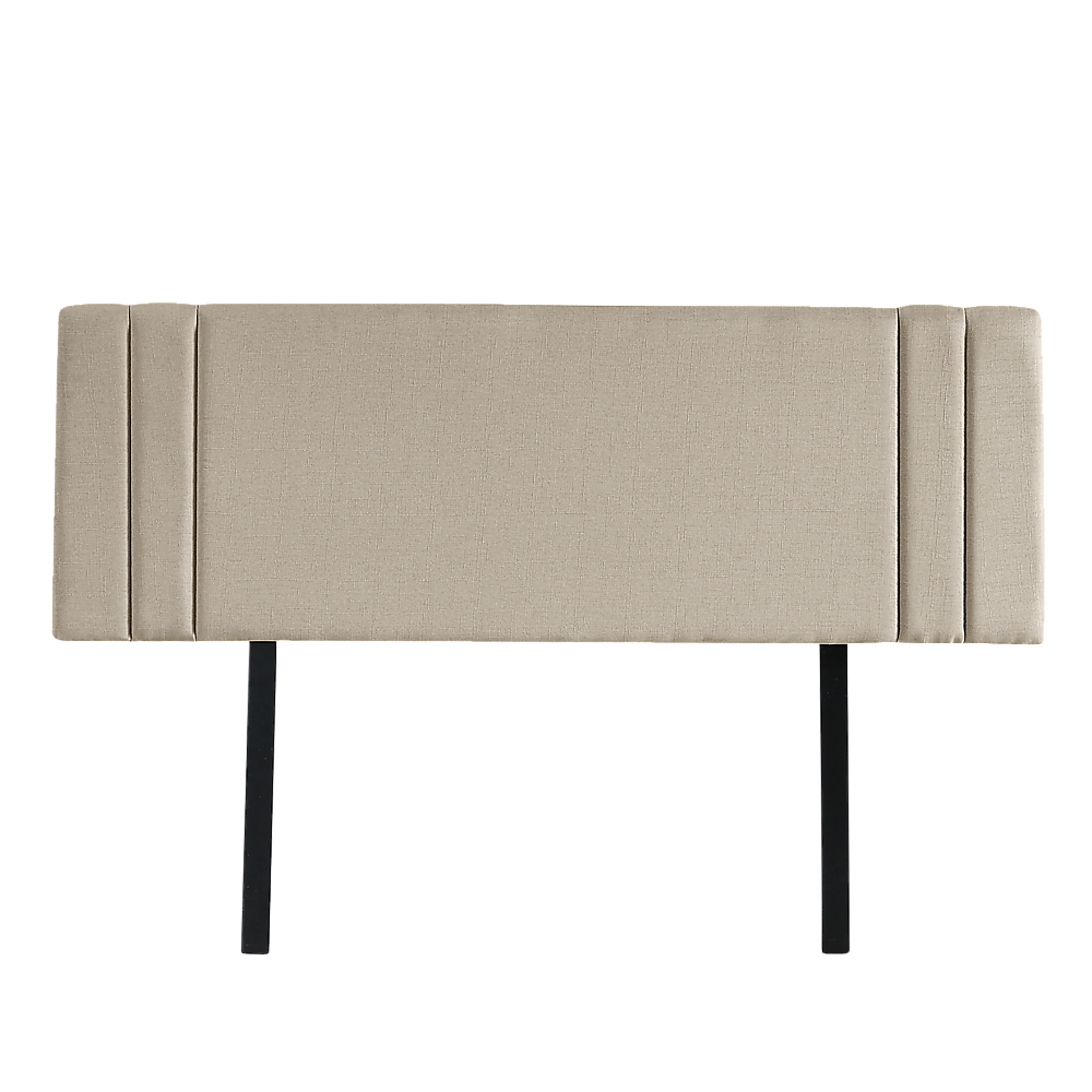 Linen Fabric Double Bed Deluxe Headboard Bedhead - Beige V63-821543