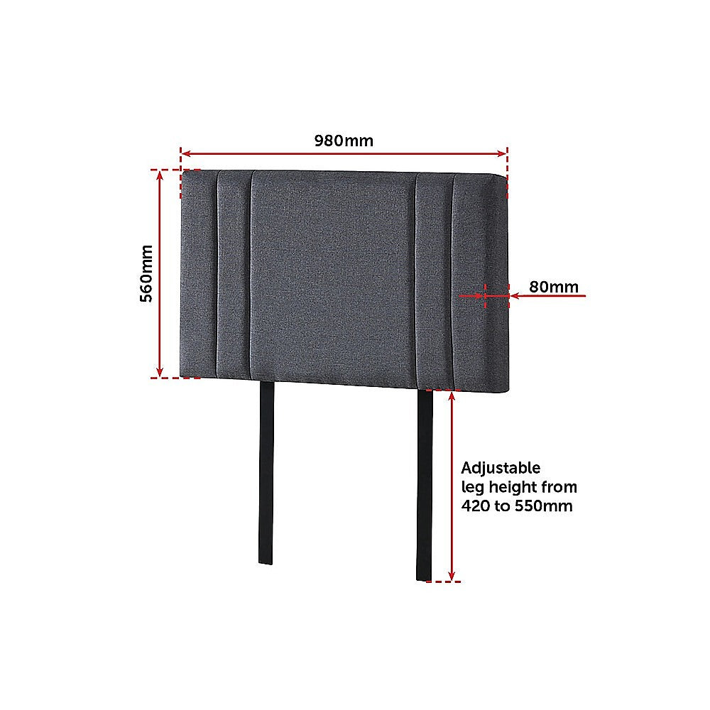 Linen Fabric Single Bed Deluxe Headboard Bedhead - Grey V63-821573
