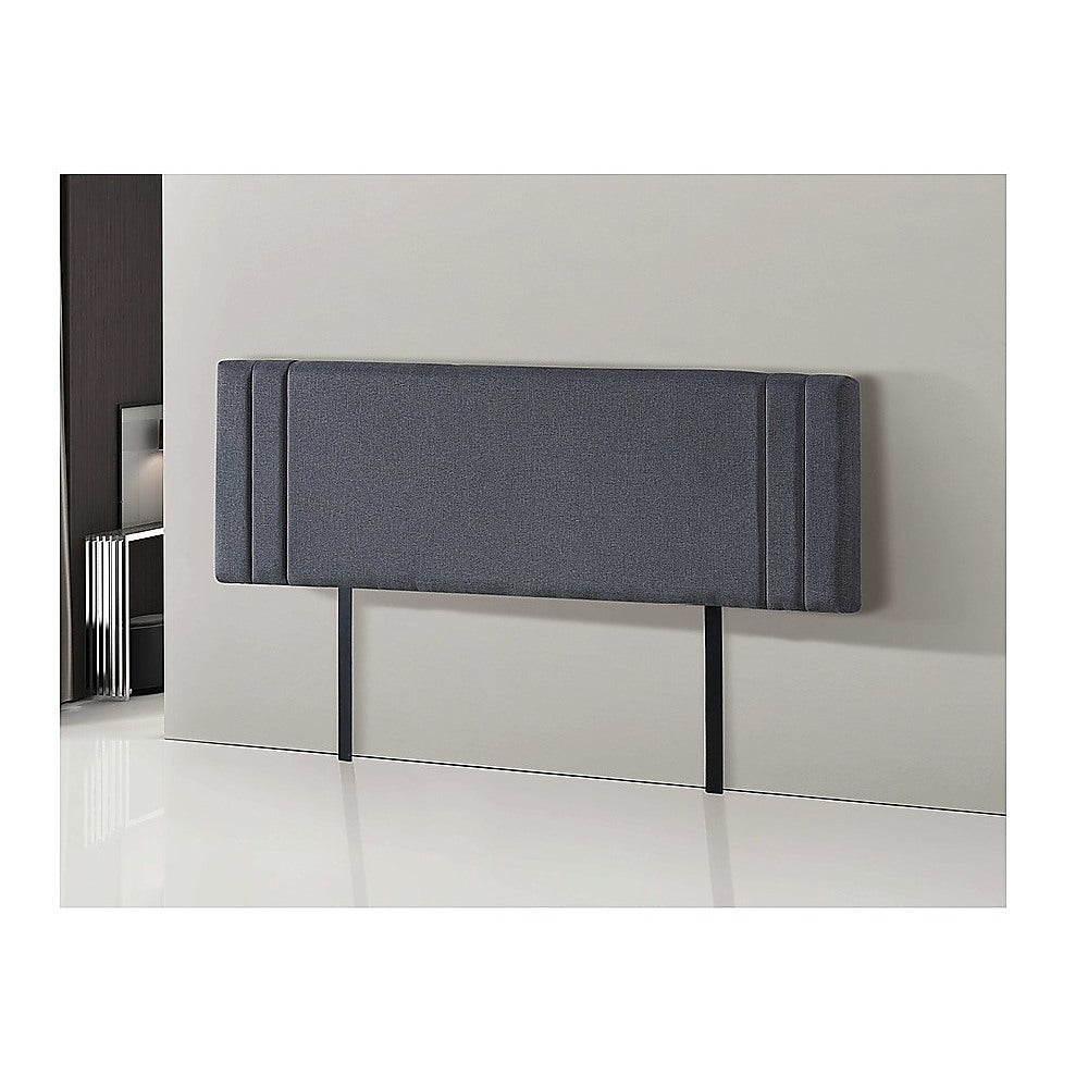 Linen Fabric King Bed Deluxe Headboard Bedhead - Grey V63-821583