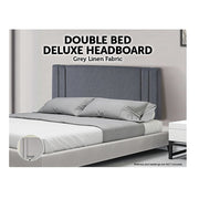 Linen Fabric Double Bed Deluxe Headboard Bedhead - Grey V63-821593