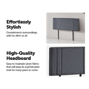 Linen Fabric Double Bed Deluxe Headboard Bedhead - Grey V63-821593