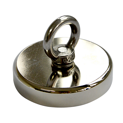 Round Neodymium Fishing Magnet with Countersunk Hole and Eyebolt, 500 LBS pull V63-821733