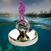 Round Neodymium Fishing Magnet with Countersunk Hole and Eyebolt, 500 LBS pull V63-821733