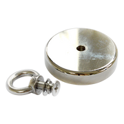 Round Neodymium Fishing Magnet with Countersunk Hole and Eyebolt, 500 LBS pull V63-821733