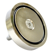 Round Neodymium Fishing Magnet with Countersunk Hole and Eyebolt, 500 LBS pull V63-821733