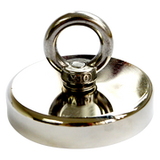 Round Neodymium Fishing Magnet with Countersunk Hole and Eyebolt, 500 LBS pull V63-821733