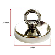 Round Neodymium Fishing Magnet with Countersunk Hole and Eyebolt, 500 LBS pull V63-821733