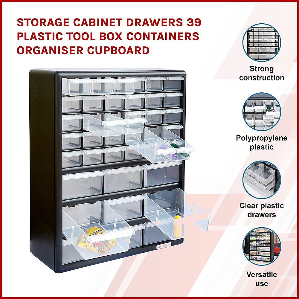 Storage Cabinet Drawers 39 Plastic Tool Box Containers Organiser Cupboard V63-821751