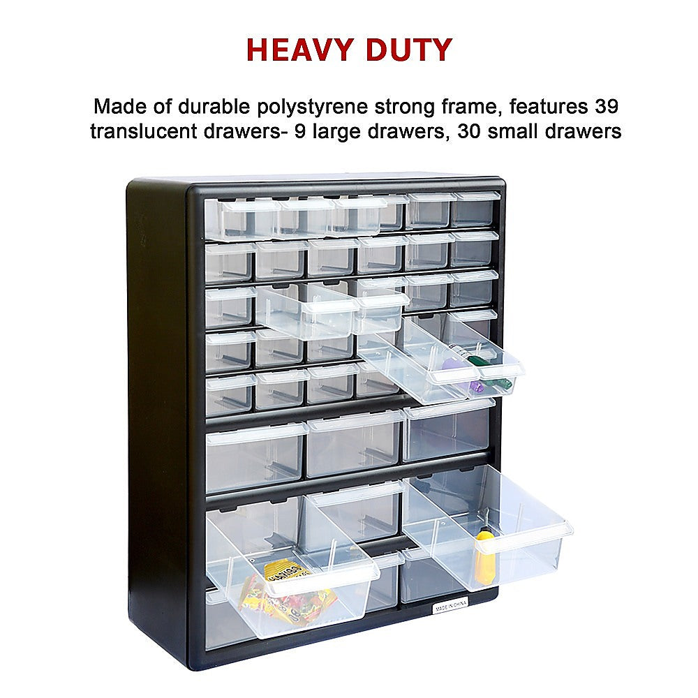 Storage Cabinet Drawers 39 Plastic Tool Box Containers Organiser Cupboard V63-821751