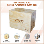 3 IN 1 Wood Plyo Games Plyometric Jump Box V63-821771