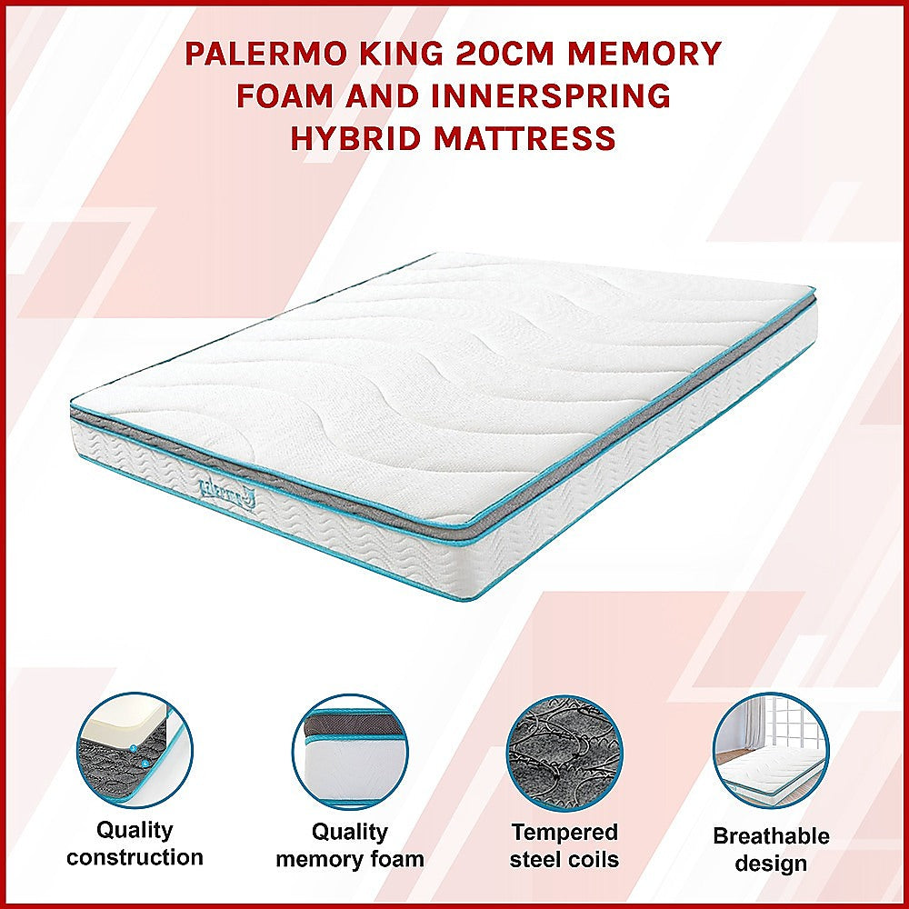 King 20cm Hybrid Mattress - Memory Foam and Innerspring Support V63-821851