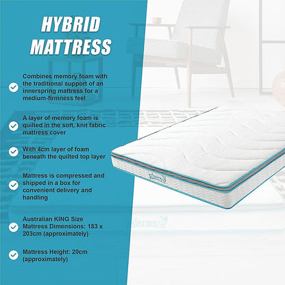 King 20cm Hybrid Mattress - Memory Foam and Innerspring Support V63-821851