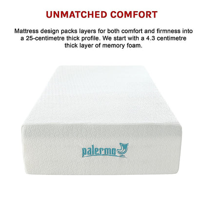 King Single 25cm Gel Memory Foam Mattress - Dual-Layered Comfort with CertiPUR-US Certified Foam V63-821901