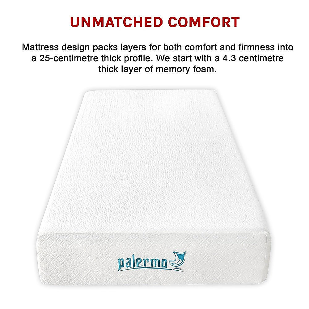 Single 25cm Gel Memory Foam Mattress - Dual-Layered Comfort with CertiPUR-US Certified Foam V63-821921