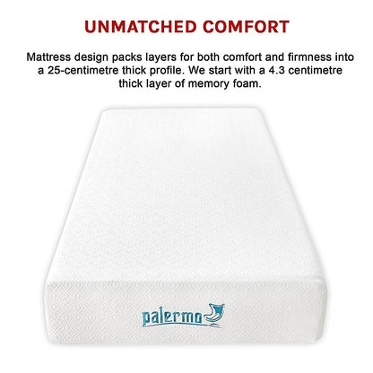 Single 25cm Gel Memory Foam Mattress - Dual-Layered Comfort with CertiPUR-US Certified Foam V63-821921