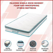 Single 20cm Hybrid Mattress - Memory Foam and Innerspring Support V63-821931