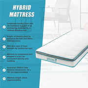 Single 20cm Hybrid Mattress - Memory Foam and Innerspring Support V63-821931
