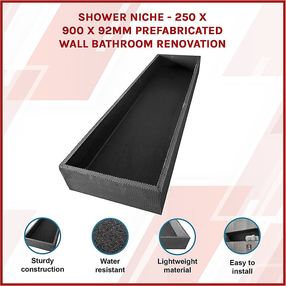 Shower Niche - 250 x 900 x 92mm Prefabricated Wall Bathroom Renovation V63-822051