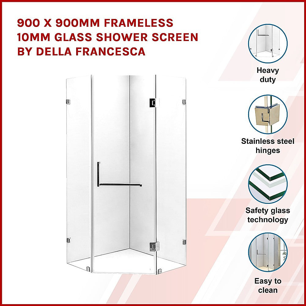900 x 900mm Frameless 10mm Glass Shower Screen By Della Francesca V63-822141
