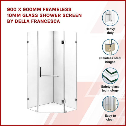 900 x 900mm Frameless 10mm Glass Shower Screen By Della Francesca V63-822141
