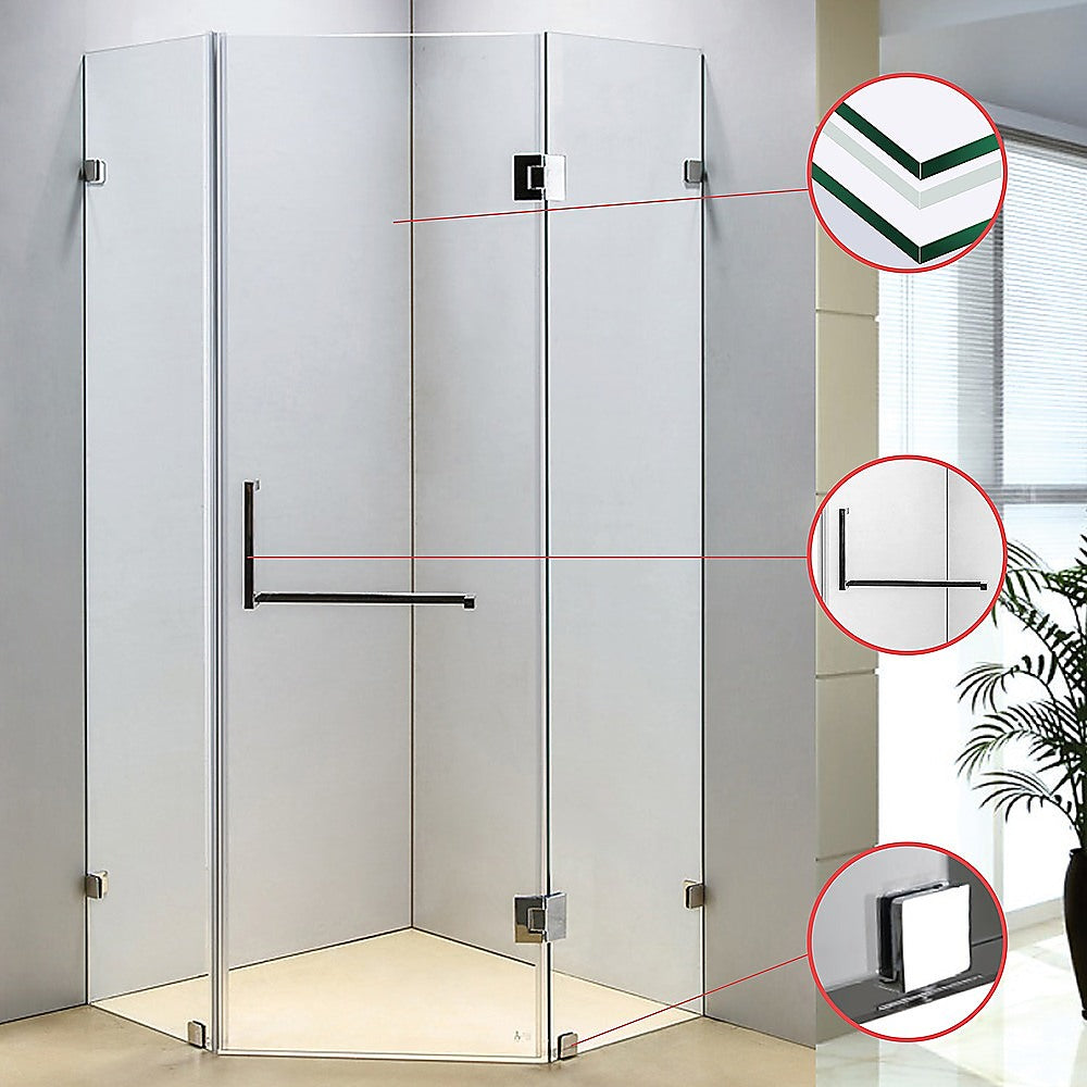 900 x 900mm Frameless 10mm Glass Shower Screen By Della Francesca V63-822141