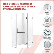 1000 x 1000mm Frameless 10mm Glass Shower Screen By Della Francesca V63-822151